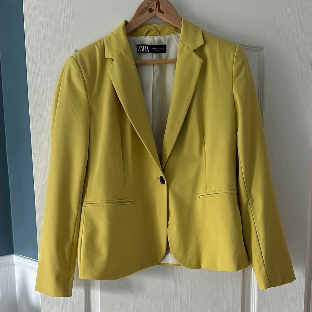 Yellow women’s blazer size 10 by Zara